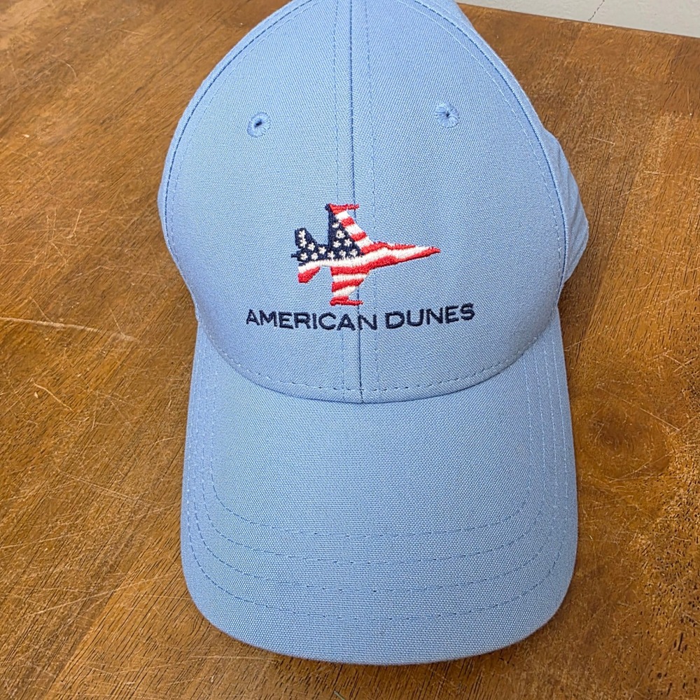 American Dunes Golf Club Hat Pukka Light Blue Fighter Jet Flag Snapback Cap OSFM